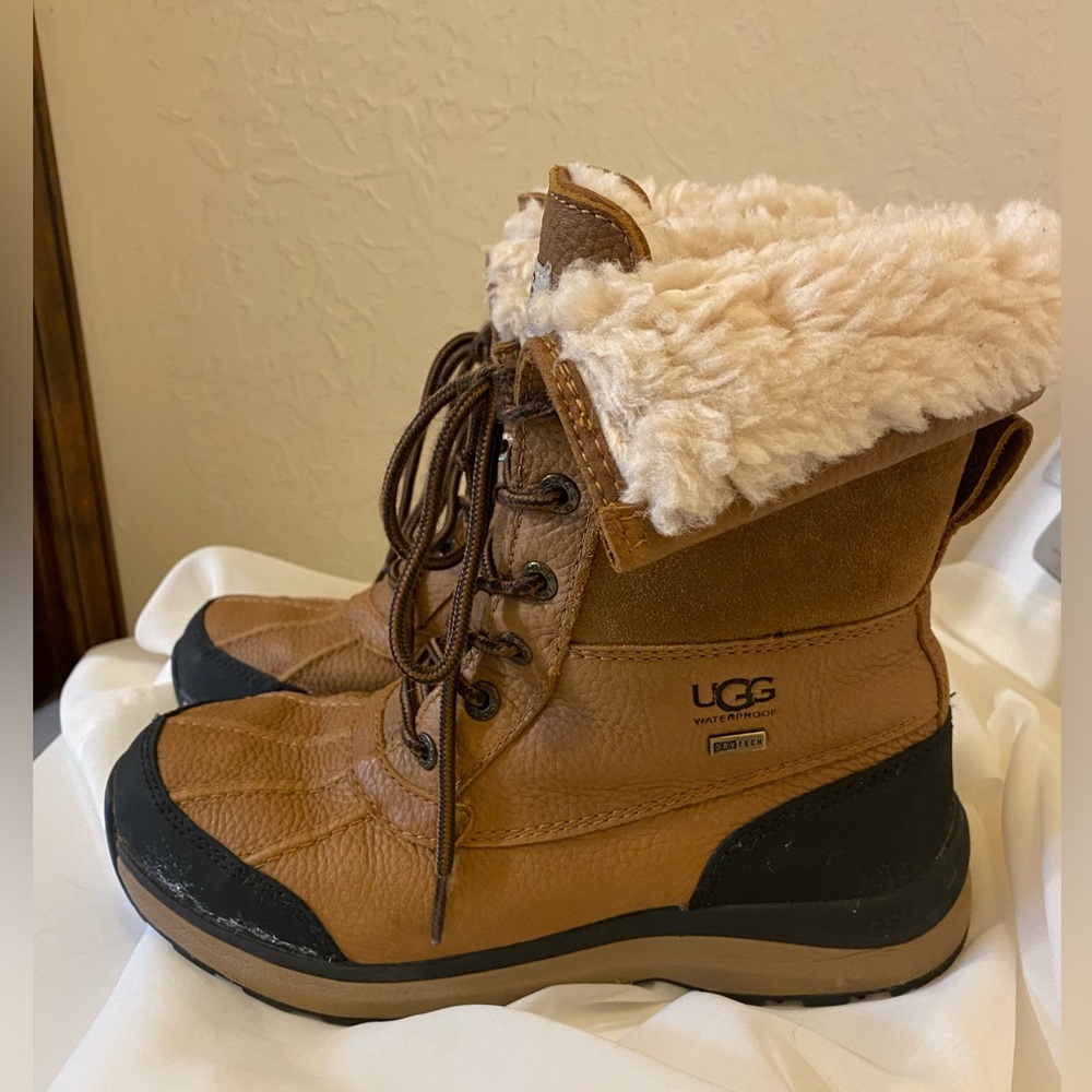 UGG Tan and Black waterproof Lace-Up Boots
